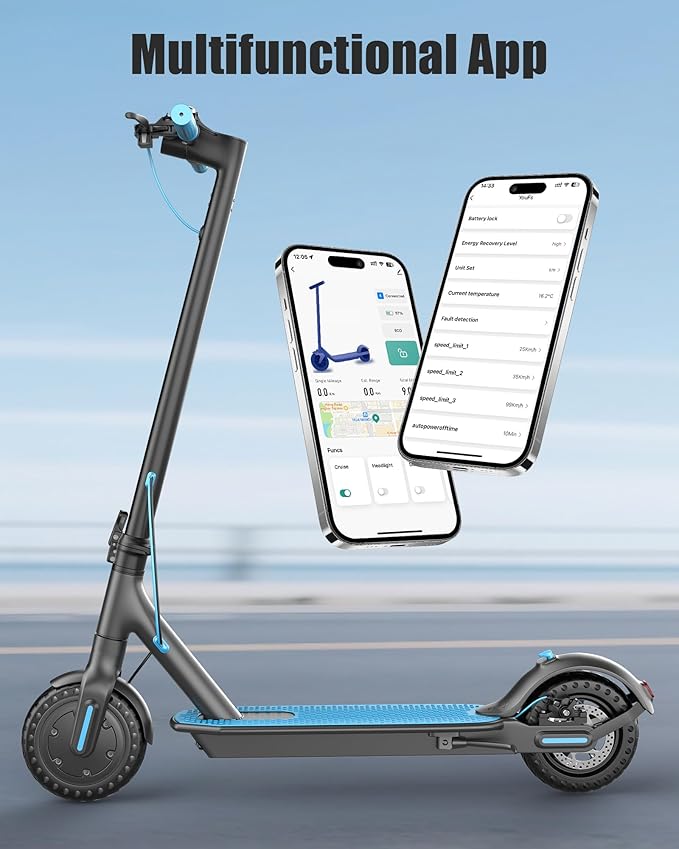 Electric Scooter for Adults, Peak 500W/650W Motor, 19/21 MPH Max Speed, 21/23 Miles Range, 36V Battery, 8.5" Solid Tires, App Control, Lightweight, Foldable Electric Scooter for Commuting, UL2272