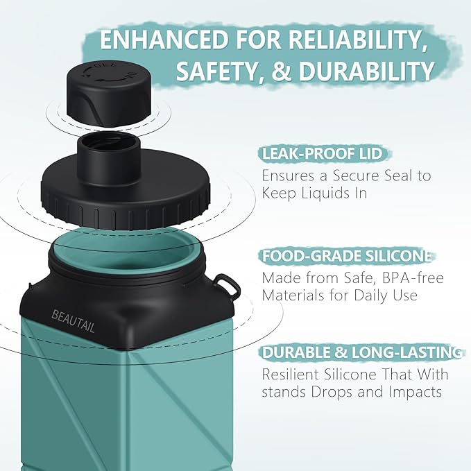 Collapsible Water Bottles, Silicone Foldable Water Bottle 610ml, Portable Lightweight Reusable Leakproof Bottle for Gym Travel Camping Hiking Sports Outdoor, 1 Pack (Blue)