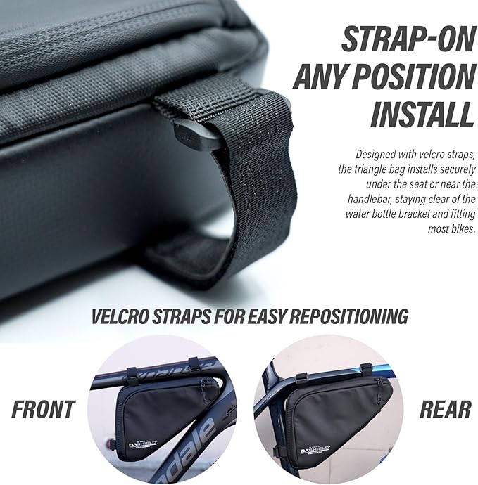 Bike Frame Bag Waterproof Bicycle Triangle Pouch, Storage Bag Strap-On, Mountain Road Bike MTB Cycling Bike Acessories, 2L