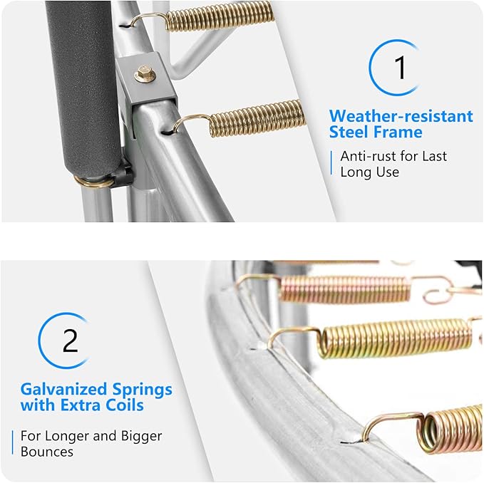 SKOK Trampoline 8FT 10FT 12FT 14FT 15FT Trampolines with Enclosure Net, 400LBS Outdoor Trampolines for Kids with Basketball Hoop-ASTM Approved Trampoline for Children and Adults with Ladder