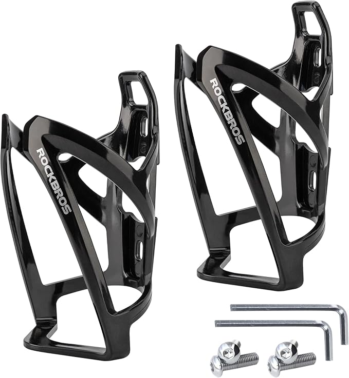 ROCKBROS Bike Water Bottle Holder Ultra-Light Bicycle Bottle Cages with Screws Tool, Universal Bike Cup Holder for Road MTB Mountain Bikes Cycling Accessories（2 Pack）