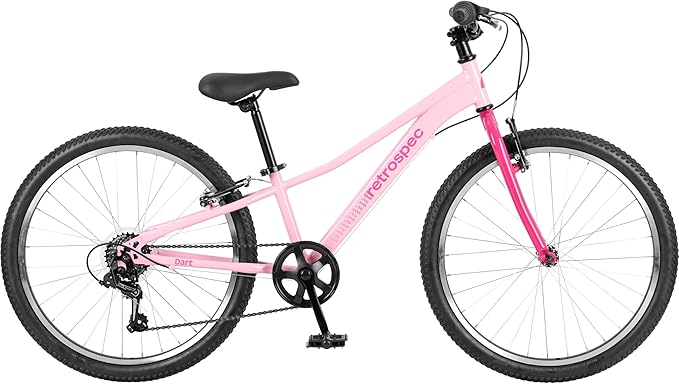 Retrospec Dart 20 & 24 Inch Kids Bike - 7-Speed Hybrid Bicycle for Ages 6-11 with 29in All-Season Tires & Shock Absorption - Adjustable Height Youth Bike with V-Brakes & Smooth Gear Shifting