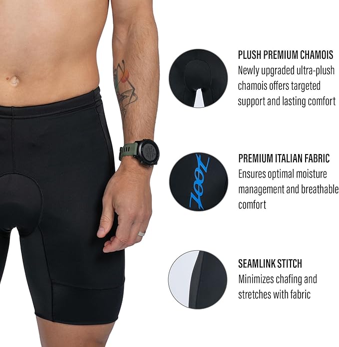 Zoot Men’s Core 7-Inch Tri Shorts, Quick Dry Performance Triathlon Shorts with Cycling Chamois Pad, Pockets & UPF 50+ Fabric