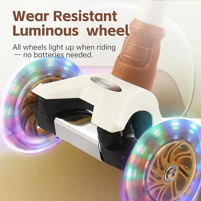 3 Wheel Scooter for Kids Ages 6-12,Kids Scooter with Light Up Wheels, Sturdy Deck Design, and 4 Height Adjustable Suitable for Kid Ages 3-12