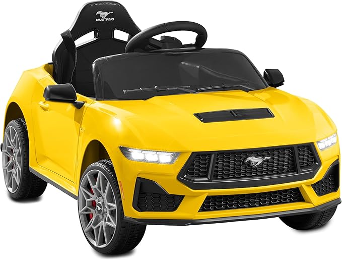 Best Choice Products Kids 12V Electric Ride On Car Officially Licensed Ford Mustang w/Parent Control, LED Lights, 2 Speeds, Bluetooth - Yellow