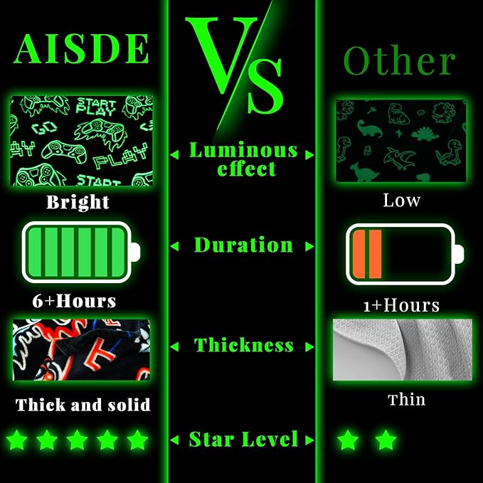 Glow in The Dark Blanket Gamer Gifts for Boys Kids Boyfriend Video Game Gifts Toys Soft Gamer Blanket Gaming Stuff Gifts for Boys Birthday Christmas Valentines Gifts