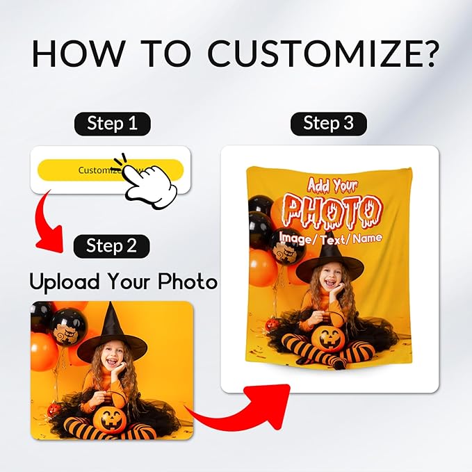 Custom Blanket - Personalized Throw with Name - Customized Photo Gifts for Family Friends - Add Your Design - 50"x60" Fleece Halloween Blankets for Party Decor