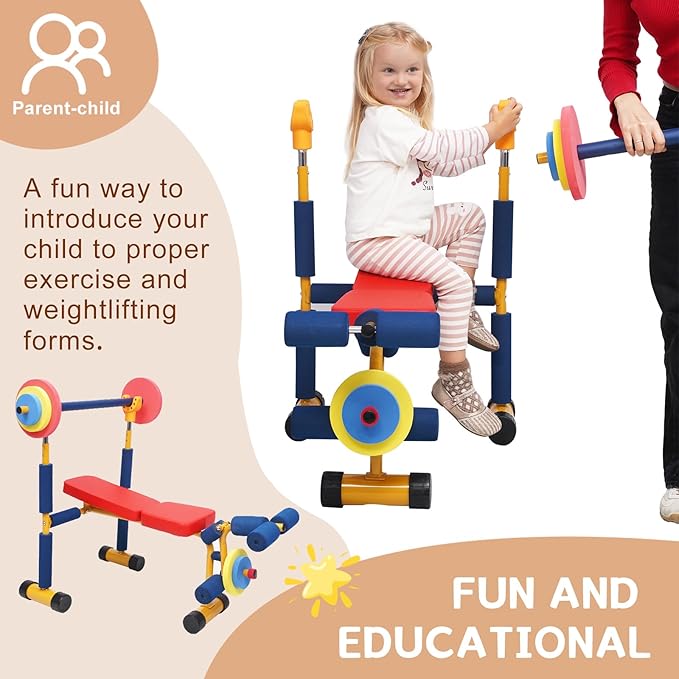 Kids Workout Equipment Kids Weight Bench Set Exercise Equipment Indoor Play Gym Toddler Workout Weight Set - Baby Weights Toys for Age 3 and Up by Home-Man