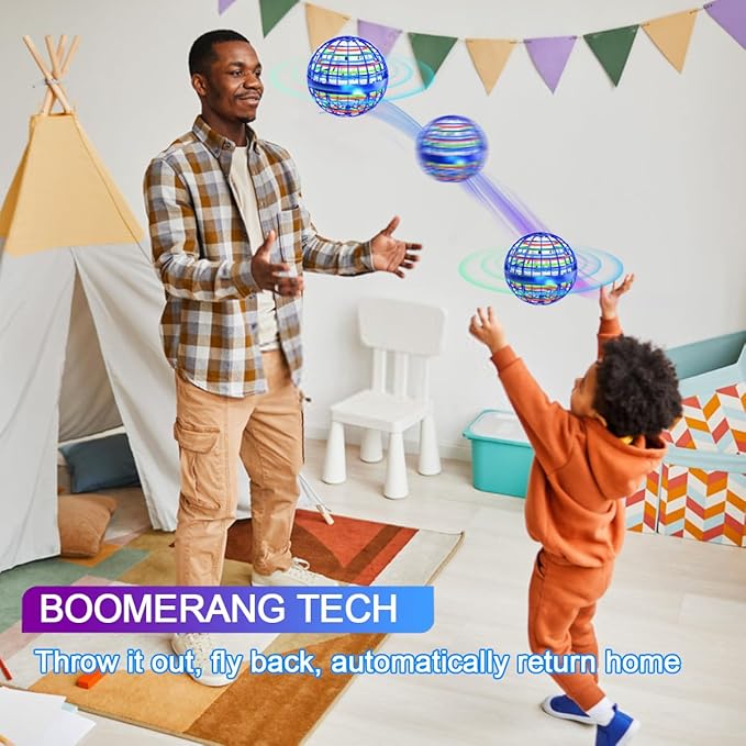 2 Pack-2025 Upgraded Flying Orb Ball Toy, Hover Boomerang Ball Spinner Mini Drone - Magic Floating Galactic Fly Spinning Orb, for Boys Girls and Kids
