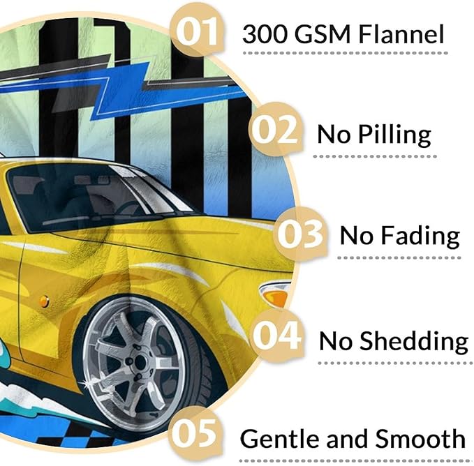 Racing Car Blanket for Boys - 40x50 Inches Cute Race Sport Car Throw Blanket Gifts for Kids Teens Cars Lovers - Black Soft Fuzzy Blankets for Couch Sofa Bed