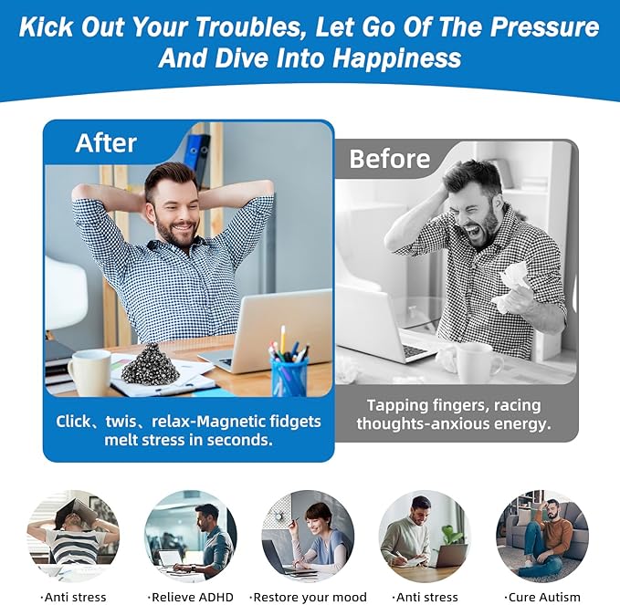 1100pcs Desk Fidget Toys for Adults, Stress & Anxiety Relief, Sensory Fidget Toys for Office, ADHD, Autism,Ideal Gift (1100Pcs Black)