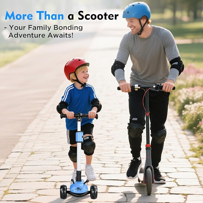 3 Wheel Electric Scooter for Kids Ages 3-12, w/Full Body Lights Up, DIY Stickers, 3 Adjustable Heights, 5Mph Safe Speed, 90min Riding, BLISSRIDE Foldable Kids Electric Scooter for Boys & Girls