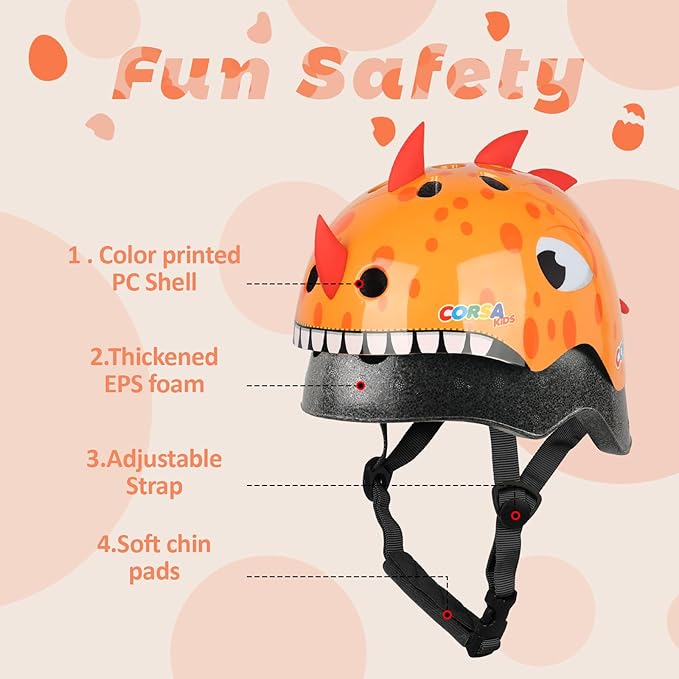 Toddler Kids Bike Helmet, Adjustable and Multi-Sport, 3 Sizes for Ages 1-2-3-5-8-14 Years Child Infant Boys Girls