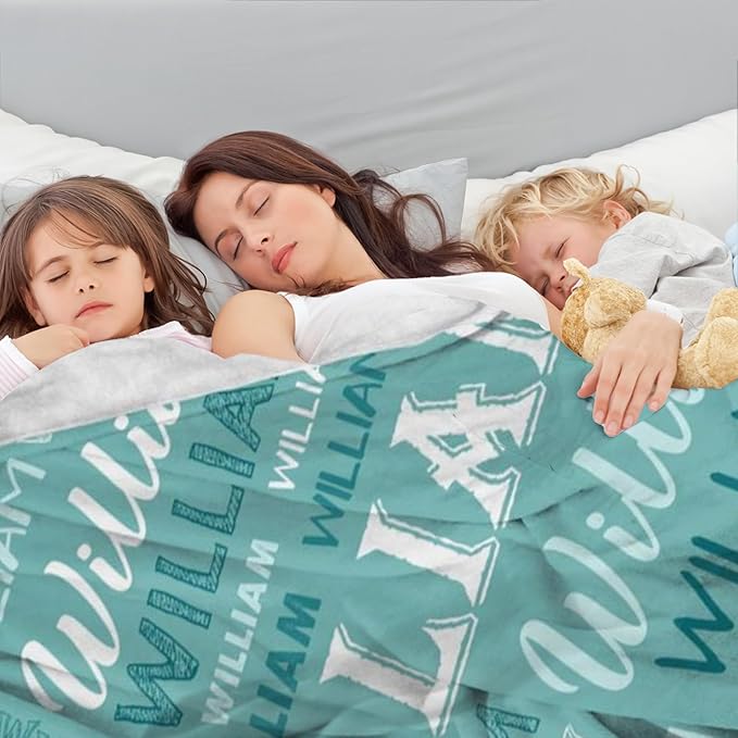 Ship Next Day, Personalized Baby Blanket with Name - Printed in USA, Custom Name Blanket for Boys Girls Kids, Customized Flannel Blankets Gifts for Teen Shower Toddlers Christmas Brithday