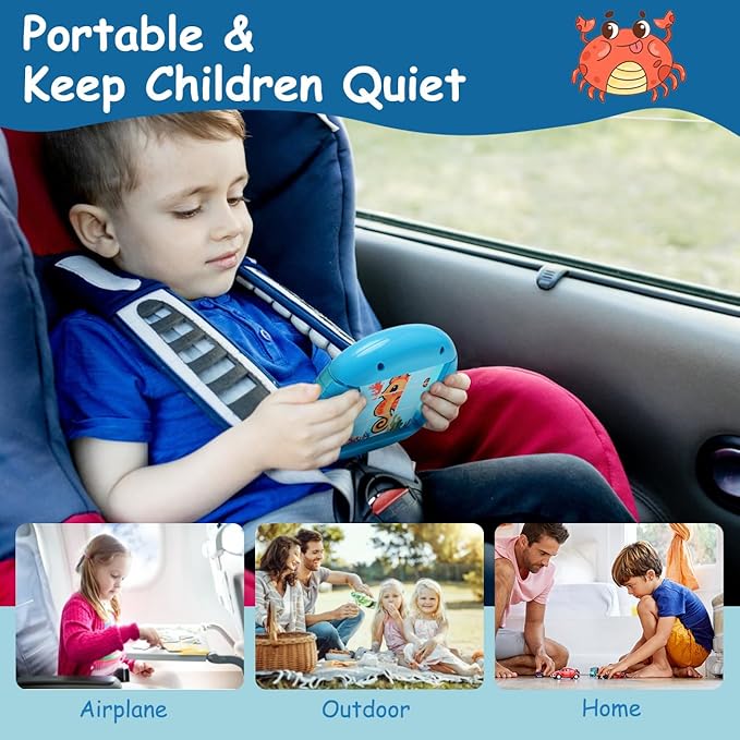 Rotating Puzzle for Kids 3 4 5 6 7 8 Year Old, 4 Puzzles in 1, Toddlers Travel, Car, Airplane, Road Trip Activities, Fine Motor Skills, Fidget, Gift for Boys & Girls Ages 3+(Sea World)