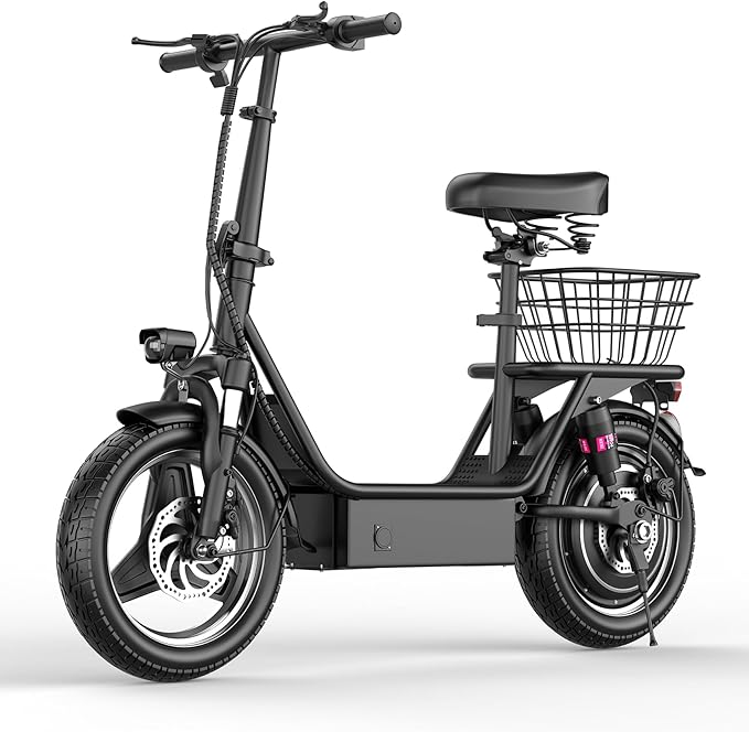 Electric Scooter Adults, 850W Peak Motor, 25 Miles Range, EScooter 25MPH Top Speed, 14" Foldable Electric Scooter with Seat and Basket for Cargo, Dual Suspension for Commuting
