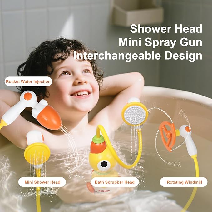 Baby Bath Sprayer Toy for Toddlers-Adjustable Water Flow Rinser with 3 Squirting Ducks & Bathtub Shower Head,Fun Bath Time Gift for 1 2 3 Year Old Kids, Babies & Newborns