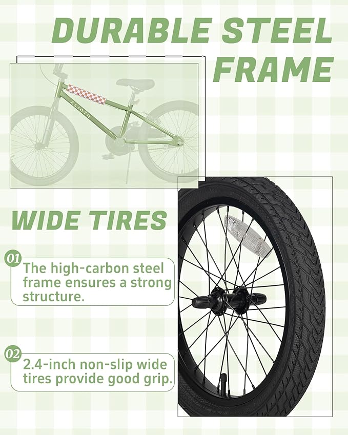 12 14 16 20 Inch Kids Bike BMX Style Bicycle with Training Wheels for 2-14 Years Old Toddlers Boys Girls Coaster Brake Multiple Colors