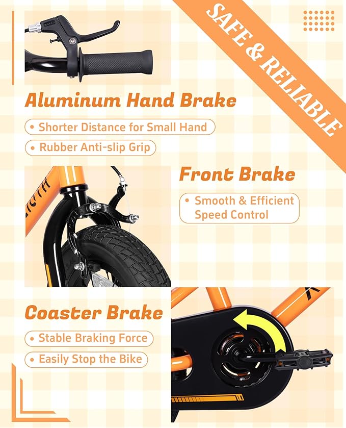 12 14 16 20 Inch Kids Bike BMX Style Bicycle with Training Wheels for 2-14 Years Old Toddlers Boys Girls Coaster Brake Multiple Colors