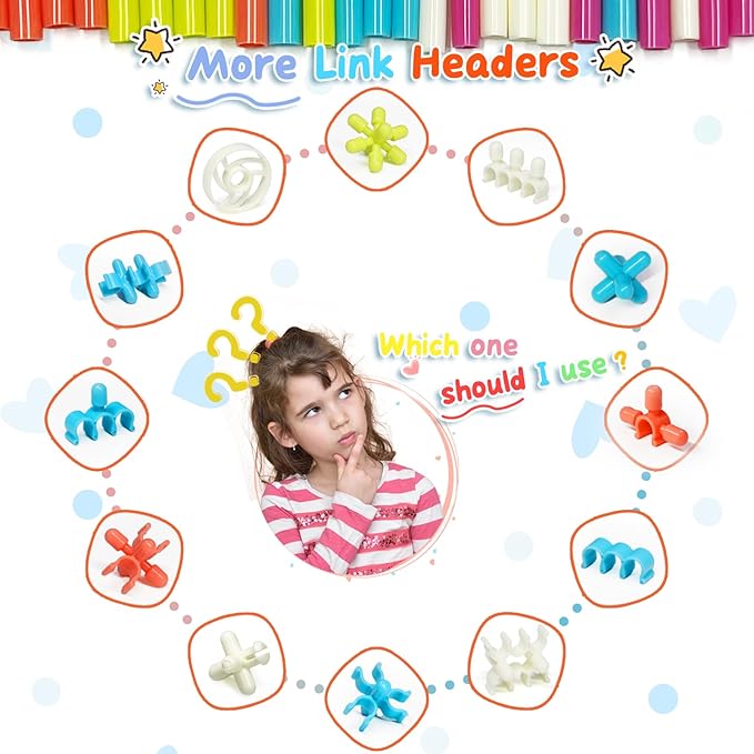 Ggiibro Straw Constructor STEM Building Toys Macaron 600Pcs Interlocking Gear Toy Sets for Kindergarten Classroom, Engineering Thin Tube Blocks for 3 4 5 6 7 Years Kids Toy for Boys and Girls Gift