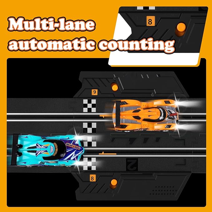Slot Car Race Track Sets for Kids -30FT Electric Race Car Track with 4 Slot Cars(1:43), Lap Counter, Dual Racing Game &Multiple Types of Tracks - Christmas, Birthday Gift Toys for Ages 8-13