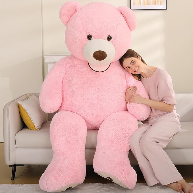 MaoGoLan Giant Pink Teddy - 6ft Stuffed Animal, Smiling Face, Large Plush - Life Size Gift for Valentines Day, Anniversary, Birthday