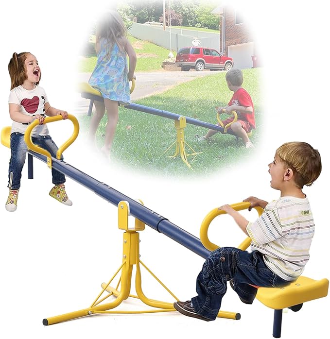 Seesaw for Kids Outdoor for Ages 3-8,68.5 inch Teeter Totter Sit and Spin Outdoor Toys Swiveling 360 Degrees Rotating for Children Age 3 4 5 6 7 8 Courtyard Park Playground Balcony