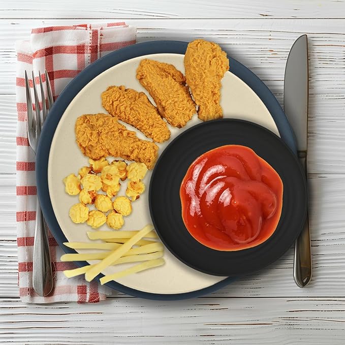 Wrova 40Pack plates and bowls sets for dinner - Unbreakable wheat straw dinnerware sets service for 8 - Alternative plastic 40pcs dish sets for camping,picnic and R.V. - (Black & Grey)