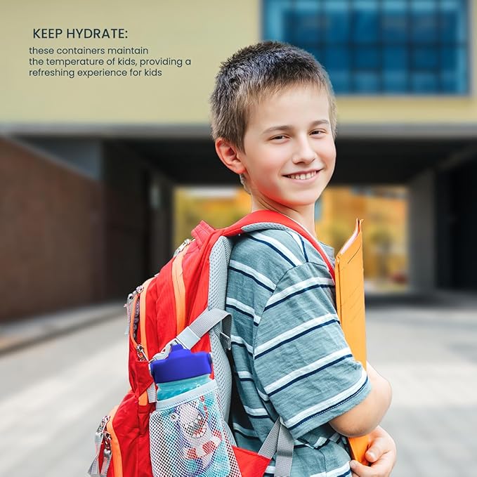 Shark Water Bottle - Kids Water Bottle with Straw Lid - 12 Oz Insulated Stainless Steel Water Bottles for Kid Boys - Travel Cup for School Sports