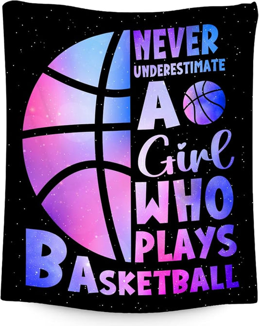 Basketball Blanket for Girls, Basketball Gifts for Girls, Sport Throw Blankets for Team Daughter & Her, Kids Throws for Couch Sofa Home Decor (40x50 Inch)