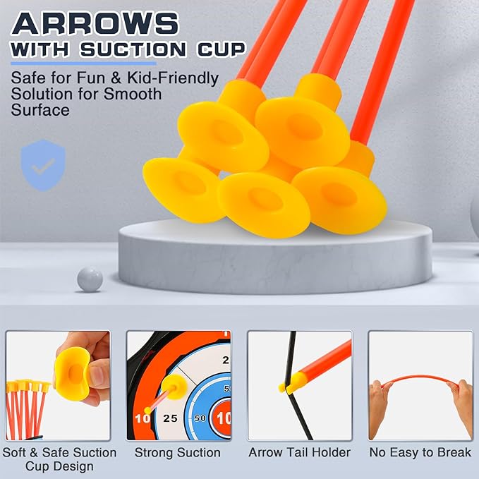 Bow and Arrow Set for Kids LED Light Up Archery Set with 10 Suction Cup Arrows Indoor Outdoor Toys with Standing Target & Quiver, Xmas Birthday Gift for Boys Girls Age 4-8 8-12