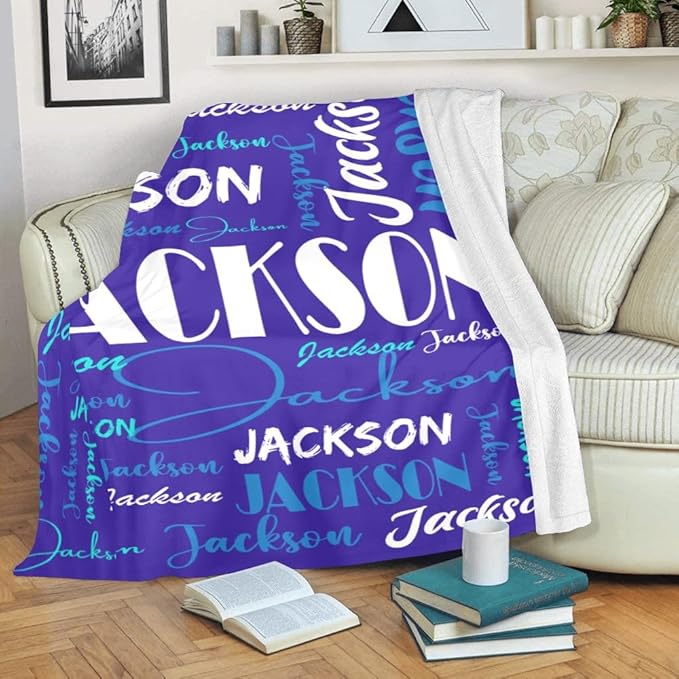 Dr.TOUGH Personalized Name Blanket Personalized Blanket for Adult Kids Flannel Customized Personalized Blankets and Throws