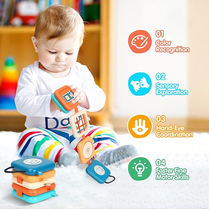 Busy Board for 1 Year Old, Travel Toys for Toddler 1-3, Montessori Busy Board Busy Cube, Toys Gifts for 1 Year Old Boy Girl