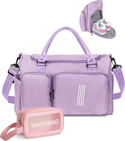 Gifts Teen Girl Gift, Initial Travel Duffle Bag, Duffel Bags, Personalized Weekender bags, Lilac purple-I