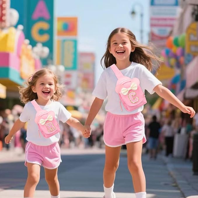 Girls Birthday Gifts for Kids - Initial Pink Small Sling Bags for Girl Fanny Pack Belt Bag for Personalized Crossbody Bags Purse for Kids Daughter Sister Little Girl Gifts Pink Q