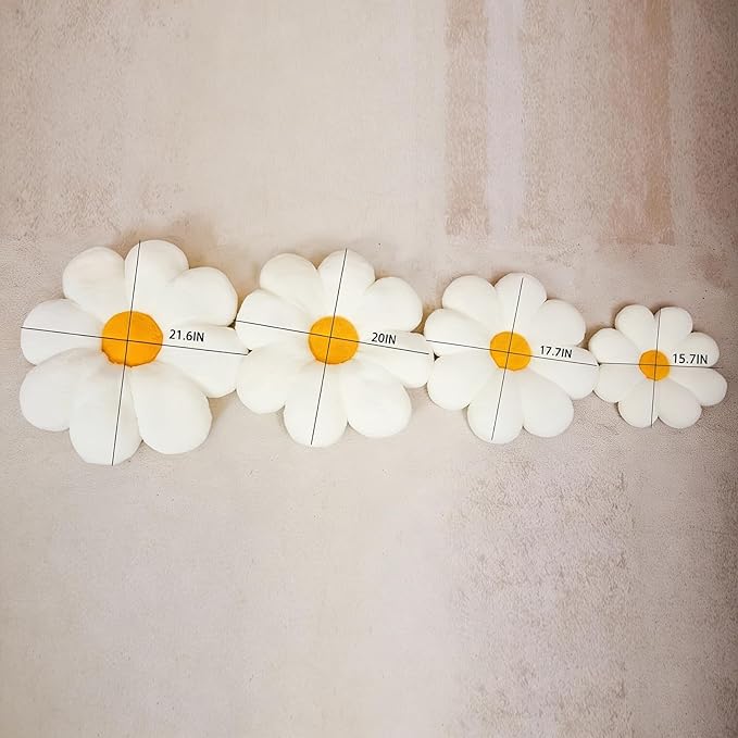 20" Large Peach Flower Pillow Seat Cushion – Faux Rabbit Fur Plush Throw Pillow, Cozy Floor Cushion & Gift for Kids Girls Adults