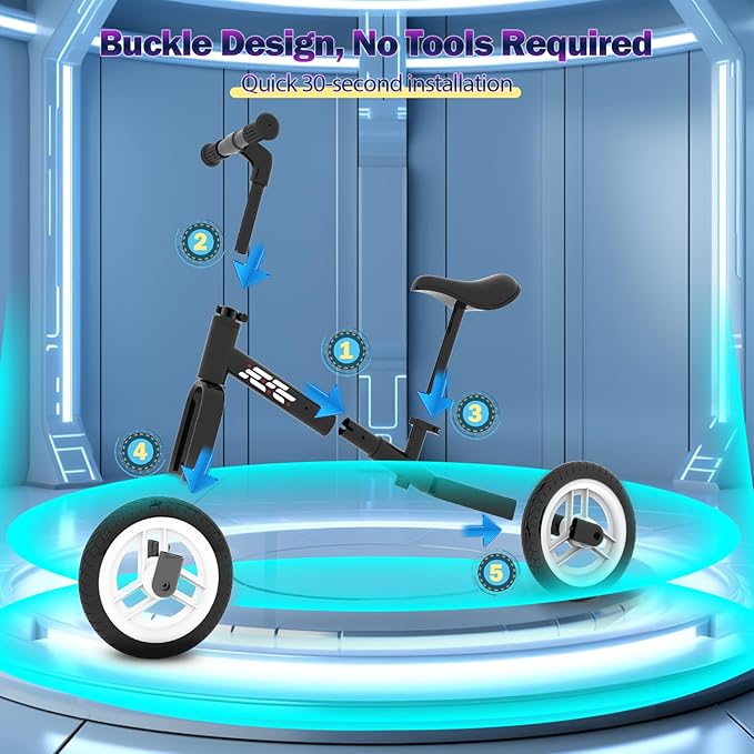 Colorful Lighting Balance Bike 2 Year Old, 2-5 Year Old Toddler Balance Bike, No Pedal Bikes with Adjustable Handlebar & Seat, 2 3 4 5 Year Old Boy Girls Birthday Gifts Toys.