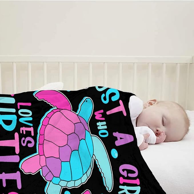 Just Girl Who Loves Turtles Blanket Soft Blankets and Throws Flannel Cozy Lightweight Quilt Gift Perfect for Bed Sofa Couch-40 x30 Extra Small for Pets