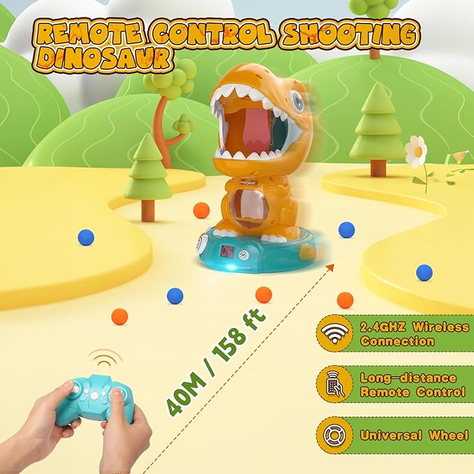 EagleStone Remote Control Dinosaur Shooting Toys for Kids 3-5 5-7 8-12, Electronic Dino Shooting Target Game with Spay, Auto Scoring, Light &Roar, 3 4 5 6 7 Year Old Boy Birthday Gift Party Favor