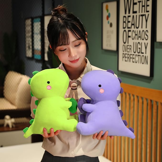 SQEQE Dinosaur Stuffed Animal, Loving Soft Dino Plush Toys with Holding Heart for Valentine Day, Sweet Romantic Anniversary Birthday Gift for Her Girls Boys Girlfriend(Purple,12 inch)