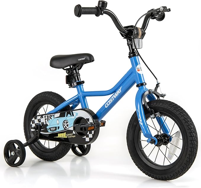 COSTWAY 12/14/16/18 Inch Kids Bike, Boys & Girls Training Bike w/Removable Training Wheels, Pneumatic Tires, Adjustable Handlebar & Seat, Dual Brake System, Children Toddler Bicycle for 3-8 Years Old