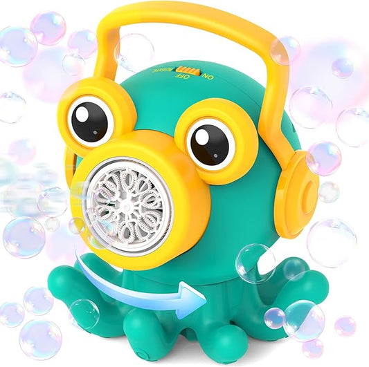 Octopus Bubble Machine Toys – Rotatable Portable Automatic Bubble Maker with LED Light for 3 to 7 Year Old Kids, Birthday Gifts for Ages 4-8, Outdoor Bath Time & Party Fun