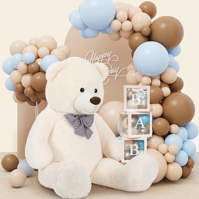 MaoGoLan Giant White Teddy Bear Stuffed Animal 5 Feet,Soft Cuddly Smiling Face Big Teddy Bear Plush Gift for Boyfriend Girlfriend