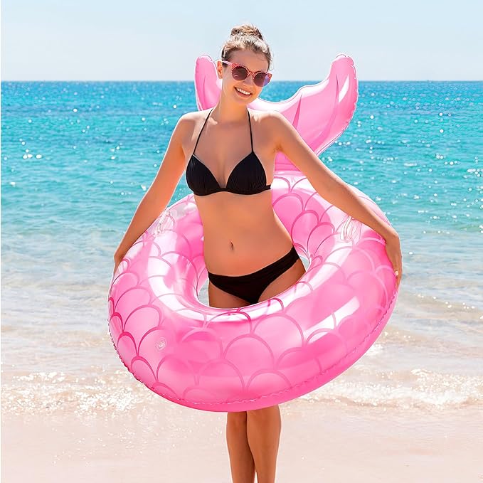MoKo Inflatable Swimming Ring, Cute Pool Float Tube Decorations Swim Tubes Outdoor Pool Beach Water Floats Party Supplies Floaties