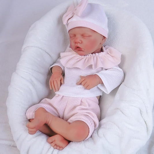 18.11 in Full Silicone Reborn Baby Dolls, 1:1 Lifelike Newborn Dolls Non Vinyl Realistic Reborn Toddler Dolls Boy Washable Sleeping Doll