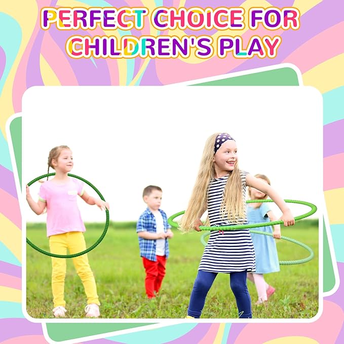 Libima 16 Pcs Toy Color Hoop for Kids, Detachable Adjustable Light Weight Plastic Colored Hoops Toy Circles for Party Games, Dance, Dog Agility