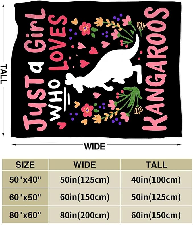 Just A Girl Ultra Soft Cozy Kangaroos Throw Blanket - Fleece Fuzzy Plush Bedding - Gifts for Women, Girls, Kids & Adults - 60"x50"