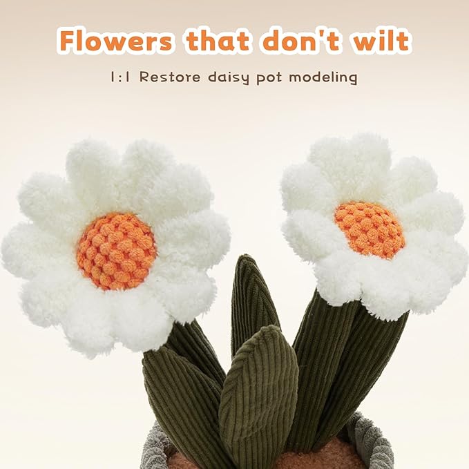 MaoGoLan Daisy Flower Plush Toy, 13.7 inch - Cute Flower Bouquet Stuffed Animal for Grilfriend Wife Mother, Plant Plushies Gift for Valentines Graduation Birthday Christmas