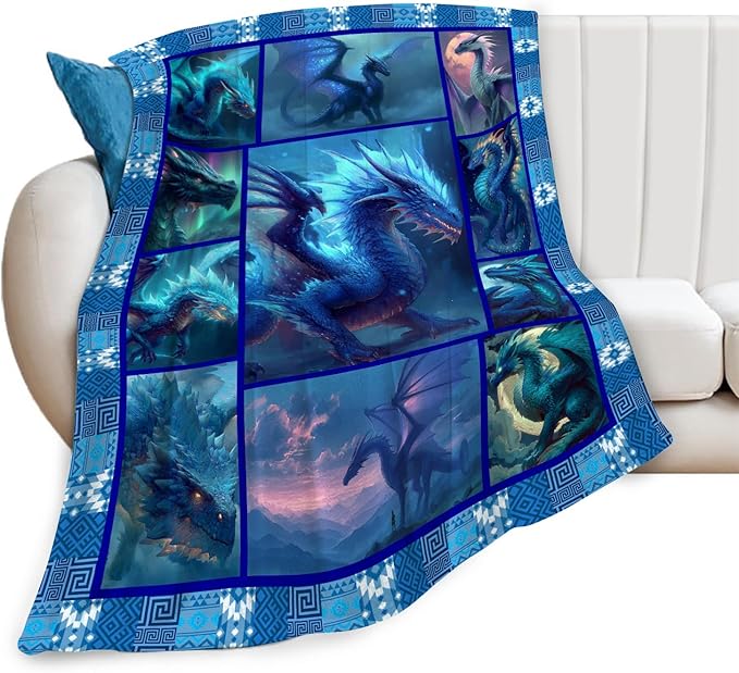 Dragon Throw Blanket Dragon Stuff Gifts for Kids Girls Boys Adults Women Men Soft Cozy Warm Plush Fluffy Fuzzy Fleece Blanket Decor 40''X50''