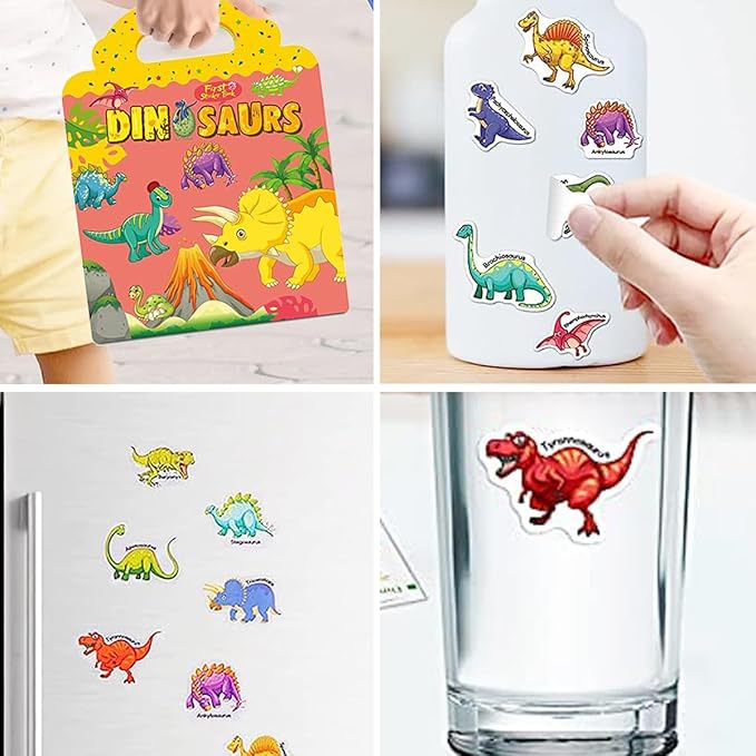 Reusable Sticker Book, Dinosaur Stickers Educational Learning Toys Travel Stickers Activity Books for Toddler Girls Boys Age 3+ Birthday Gifts